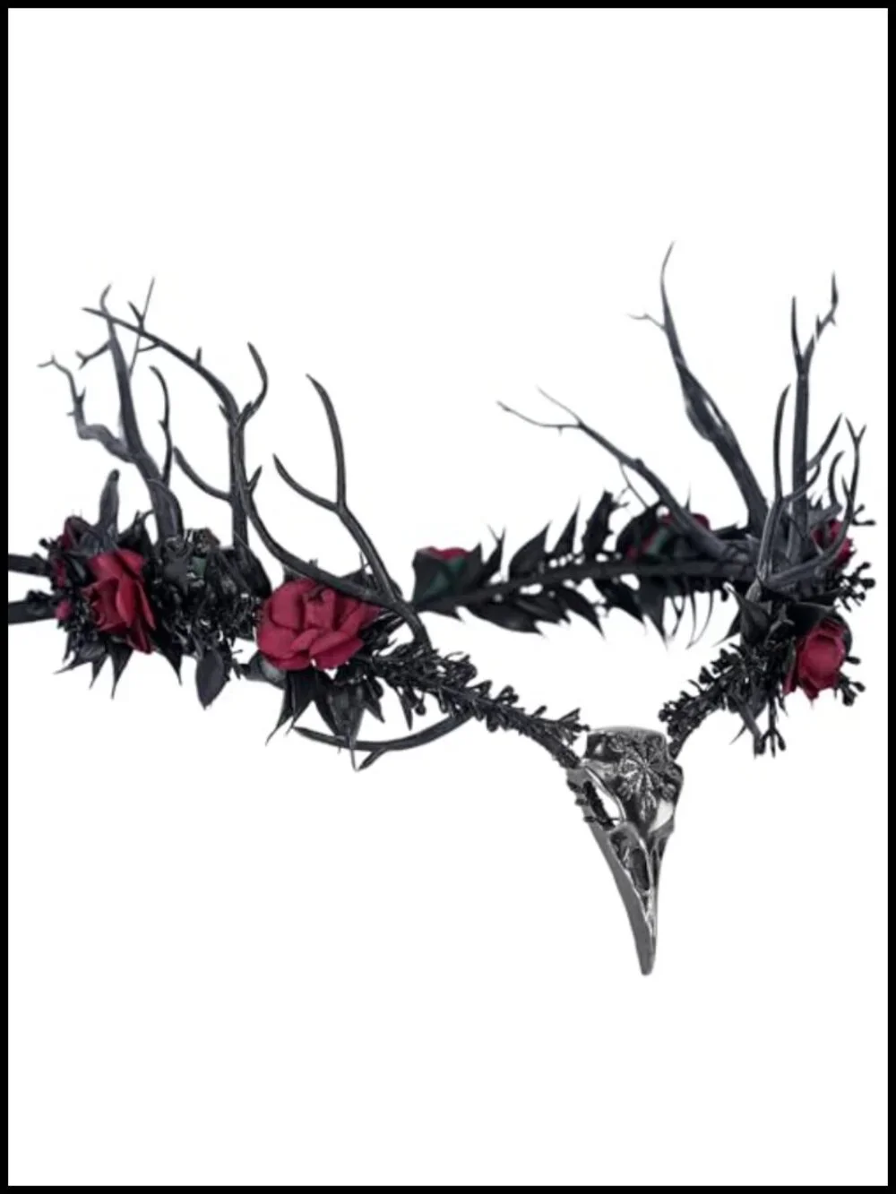 Gothic Flower Raven Crown Elf Circlet Witch Headpiece Renaissance Renfaire